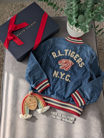 New Ralph Lauren Gorgeous Tigers Denim Style Jacket Gift 5-6y Unisex USA Gift