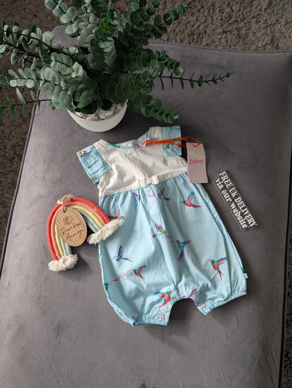 New Ted Baker Baby Girl Sleepsuit Bubble Romper Frill Gift 0-3m Pretty Cute Teal