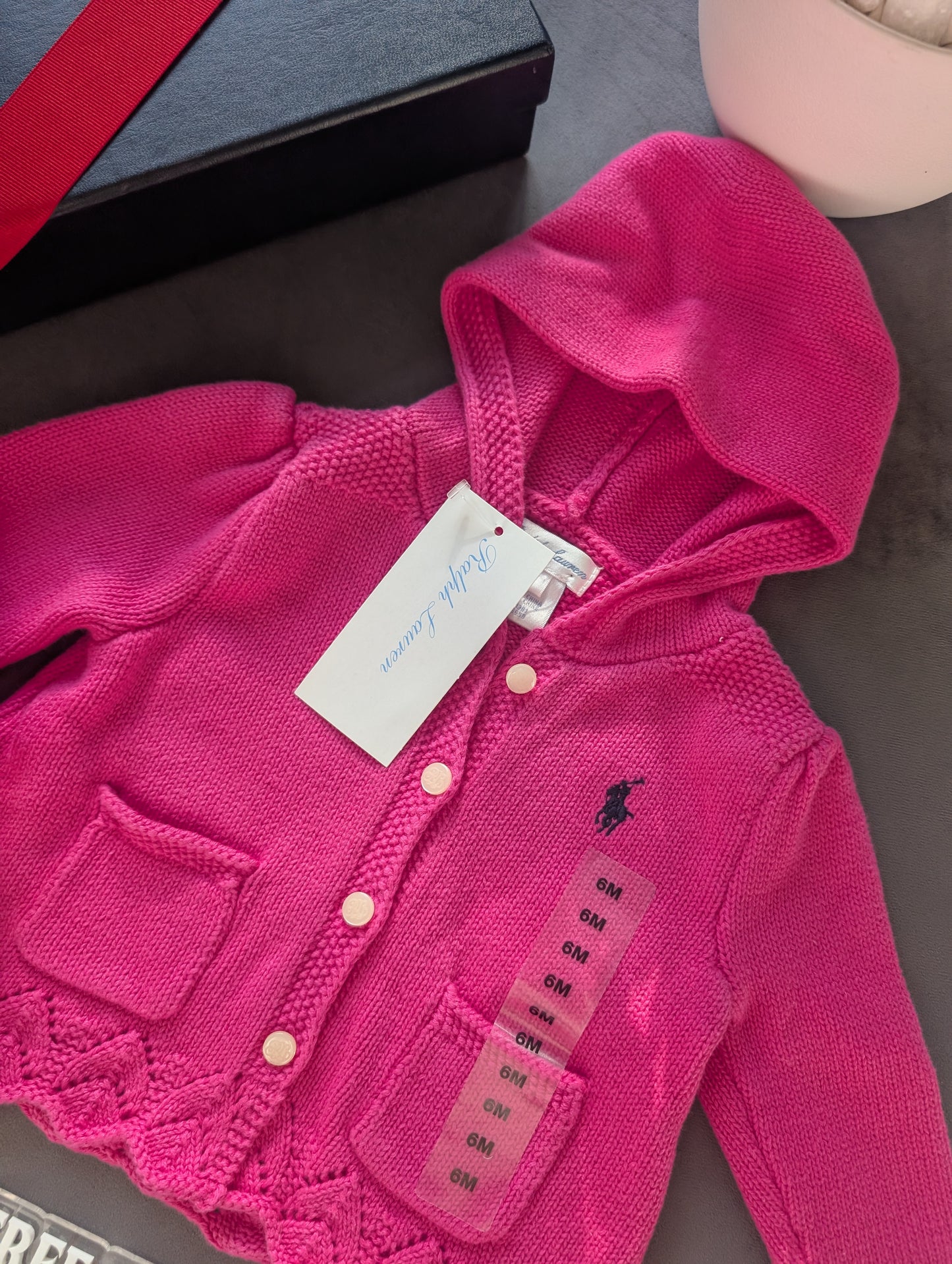 New Ralph Lauren Baby Pink Delicate Knit Cute Cardigan 3-6m Cute Baby Girl Gift