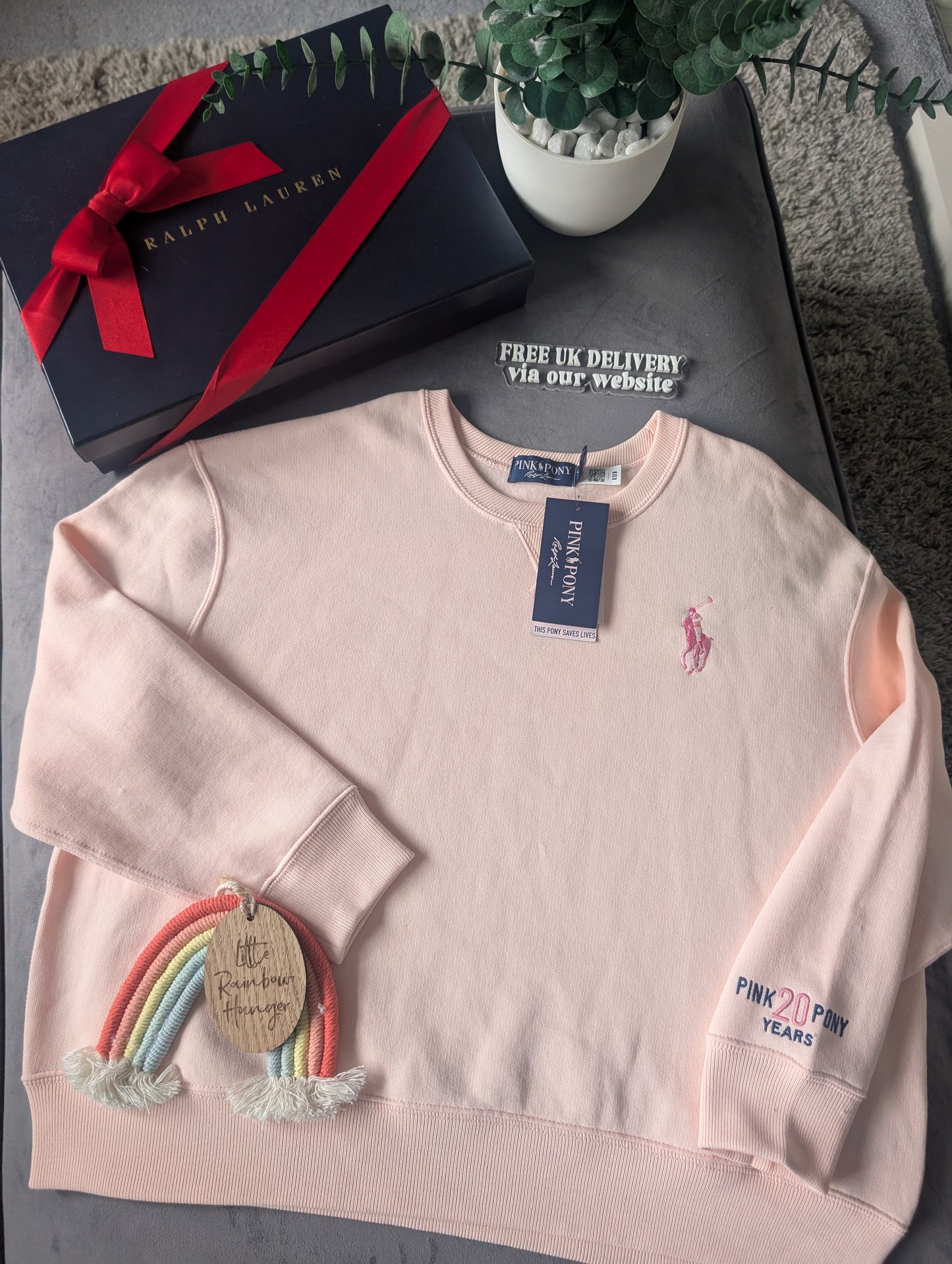 New Stunning Ralph Lauren Pink Pony Club Love Embroidery Jumper Pink gift  12-14y