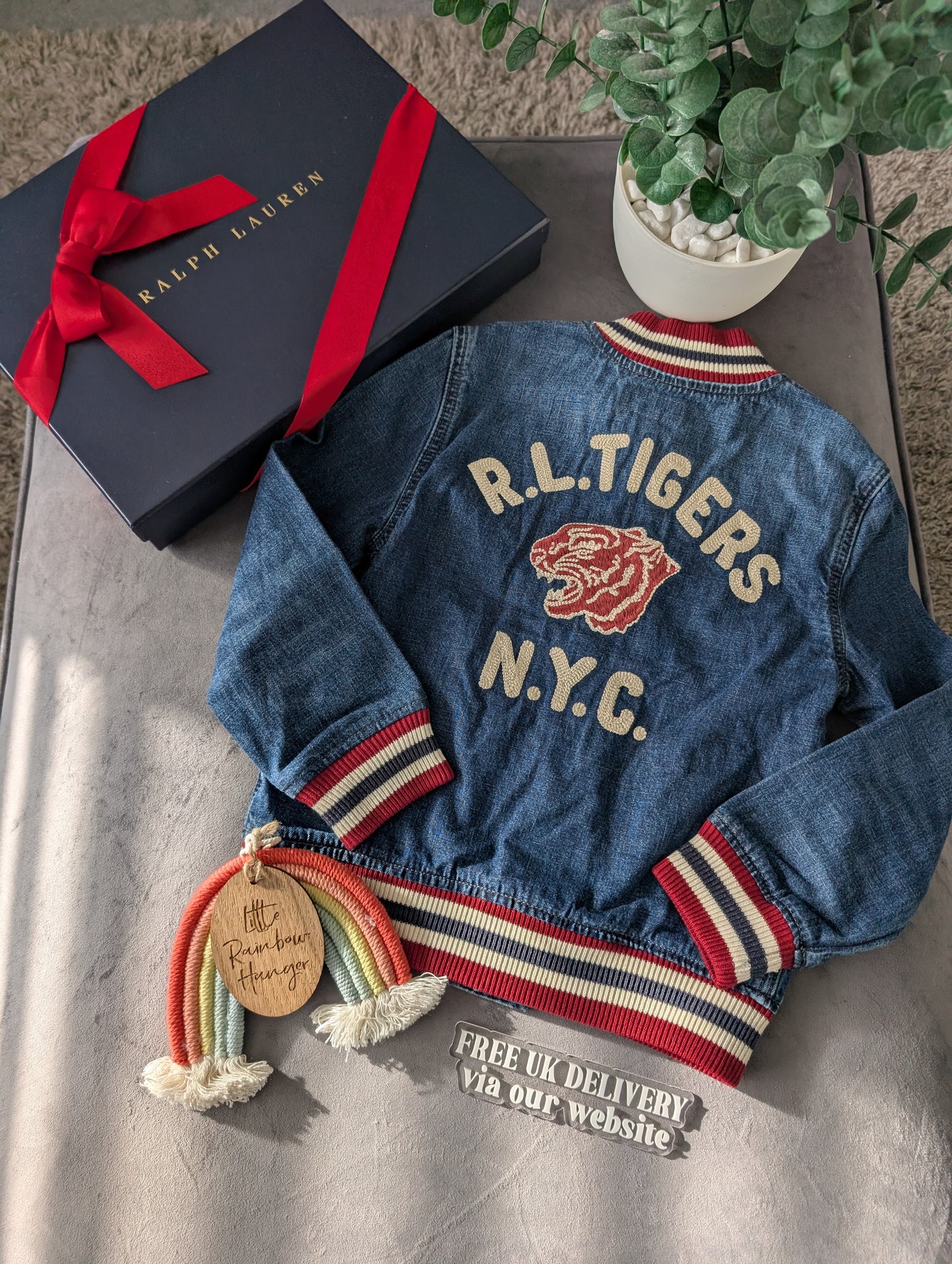 New Ralph Lauren Gorgeous Tigers Denim Style Jacket Gift 5-6y Unisex USA Gift