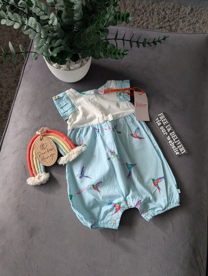 New Ted Baker Baby Girl Sleepsuit Bubble Romper Frill Gift 0-3m Pretty Cute Teal