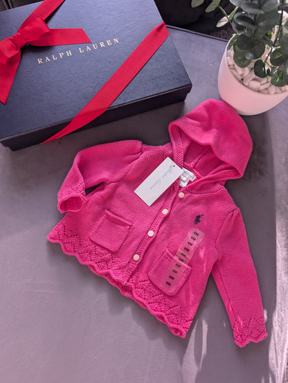 New Ralph Lauren Baby Pink Delicate Knit Cute Cardigan 3-6m Cute Baby Girl Gift