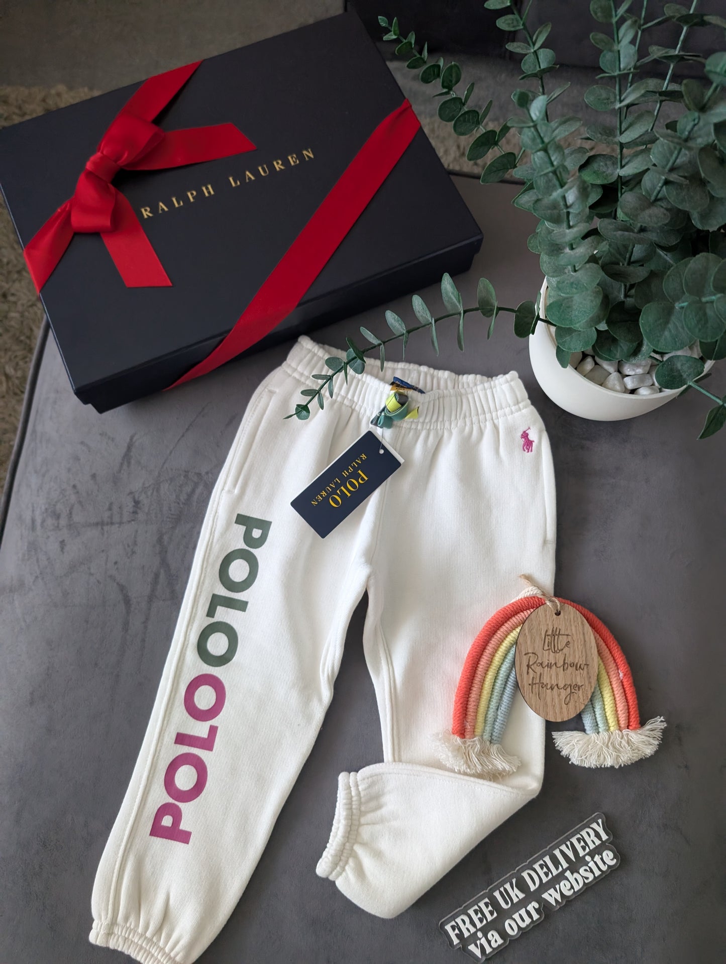 New Polo Ralph Lauren Baby Girls Joggers Trousers 18-24m Ivory RRP £75.00 Gift