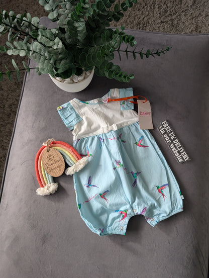 New Ted Baker Baby Girl Sleepsuit Bubble Romper Frill Gift 0-3m Pretty Cute Teal