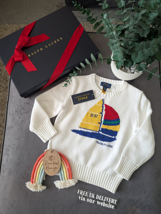 New Ralph Lauren Gorgeous Unisex Sailboat Jumper sailing Summer Spring 3-4y Gift