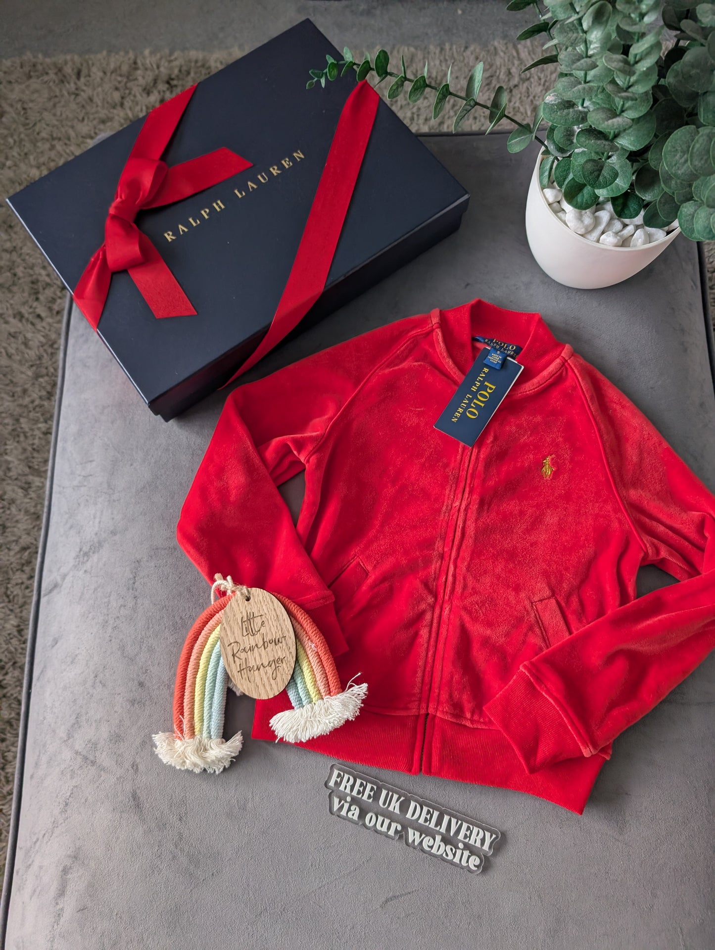 New Ralph Lauren Girls Velvet Red Velour Full Zip Top 4-5y Jacket Smart Gift