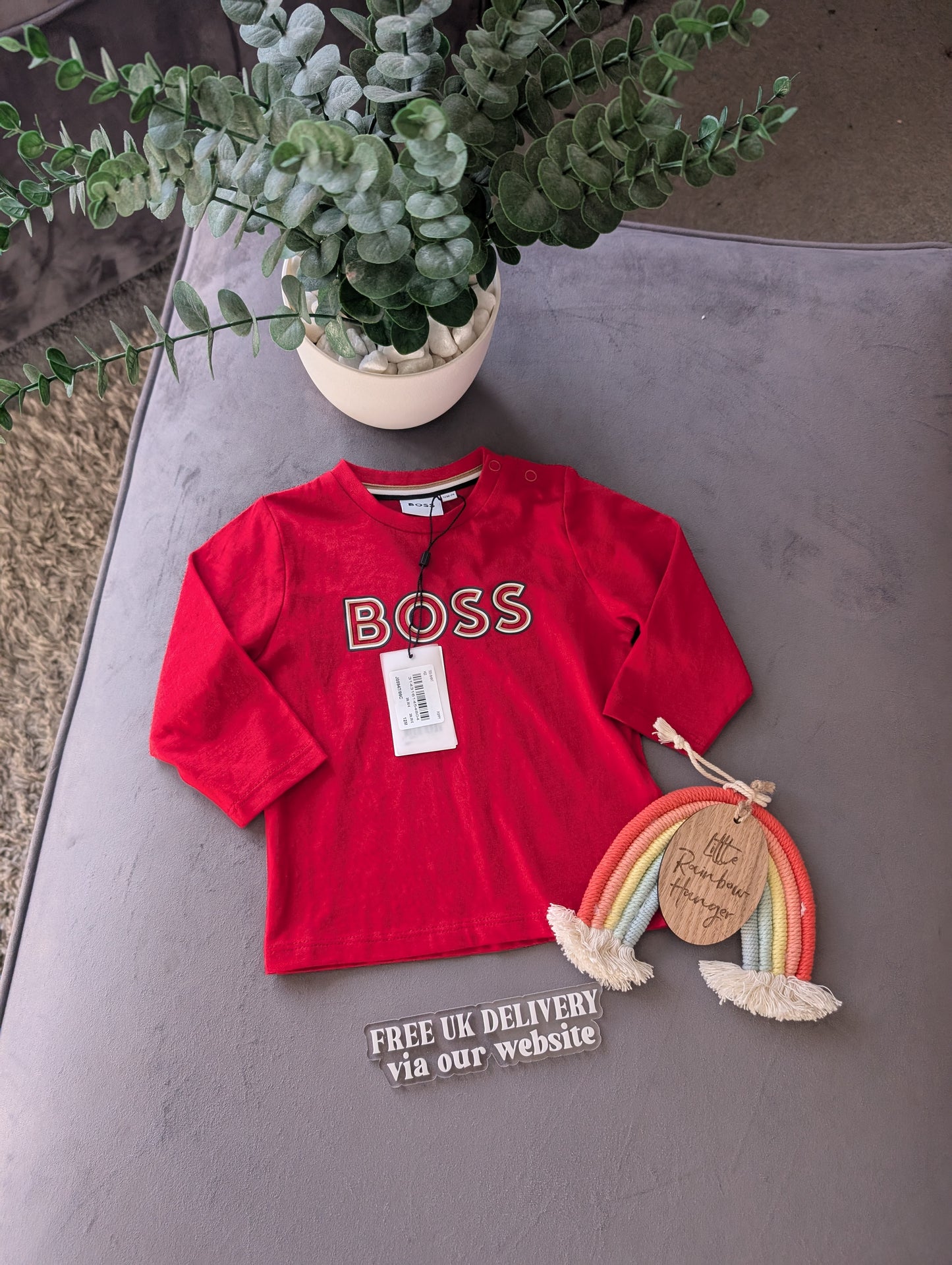 New Hugo Boss Baby Boy Smart Red T Shirt Age 9-12m Occasion Gift RRP £55