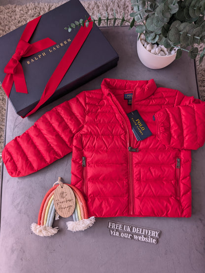 New Quilted Ralph Lauren Puffer down filled Coat Boys 2-3y Red Smart Gift Spring