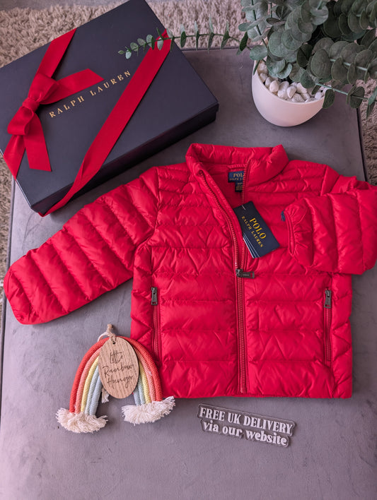 New Quilted Ralph Lauren Puffer down filled Coat Boys 2-3y Red Smart Gift Spring