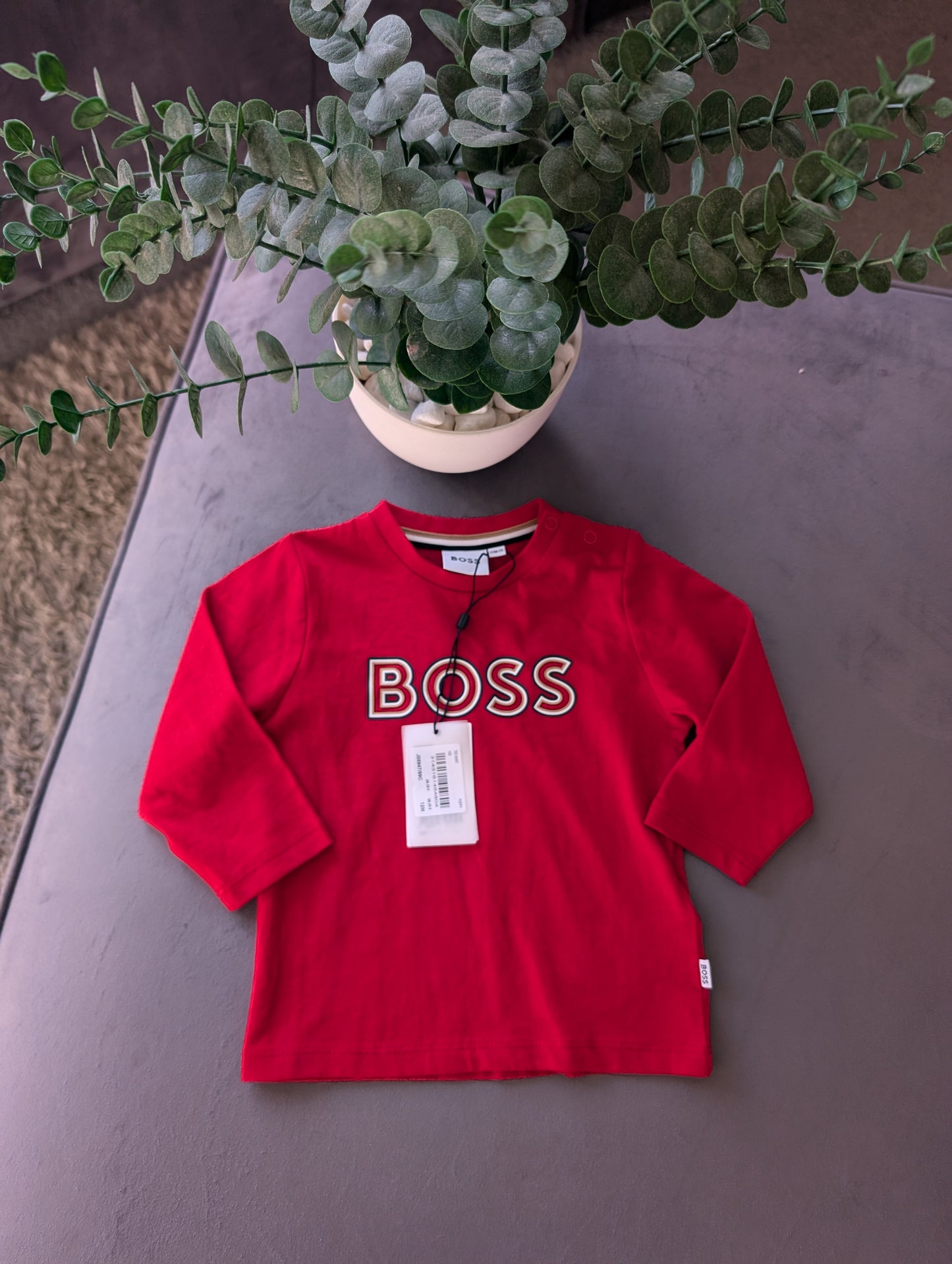 New Hugo Boss Baby Boy Smart Red T Shirt Age 9-12m Occasion Gift RRP £55